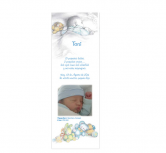 Invitatie botez stil semn de carte cu bebelusul care doarme